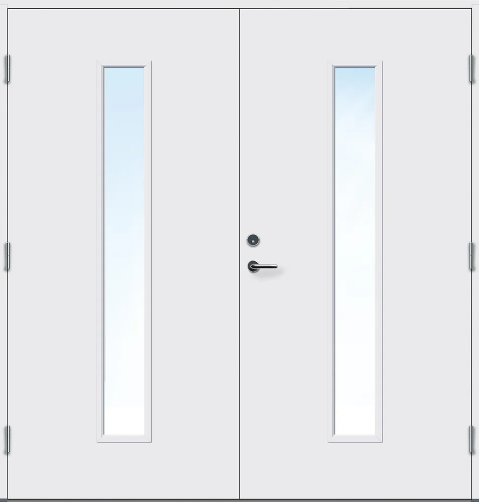 Ytterdør tofløyet Volda med glass hvit høyre 180×210 cm v:2322899