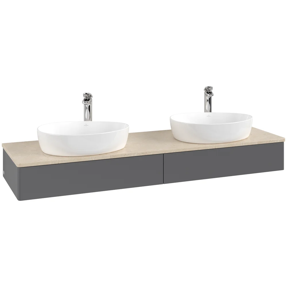 V&B ANTAO SERVANTSKAP 2 SKUFFER GLATT 1600X190X500 FOR 2 SERV. M/KRANHULL ANTRASITT/CRÉME v:5551051