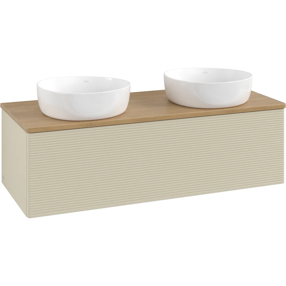 V&B ANTAO SERVANTSKAP 1 SKUFF RILLET 1200X360X500 FOR 2 SERV. U/KRANHULL M/LYS SILKEGRÅ/EIK v:5308342