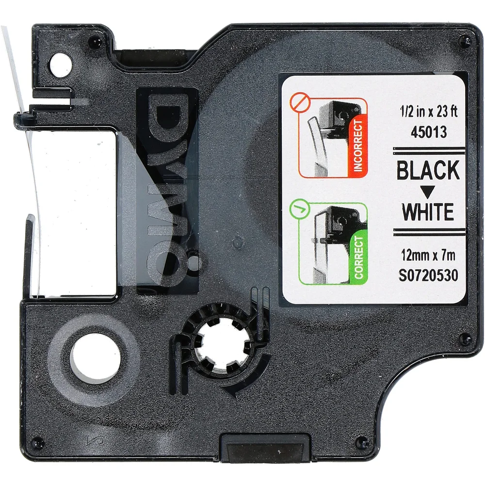 DYMO MERKEBÅND D1 12X7 SORT/HVIT v:6970473