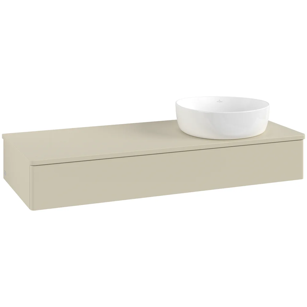V&B ANTAO SERVANTSKAP 1 SKUFF GLATT 1200X190X500 HØYRE M/KRANHULL SILKEGRÅ v:3308636